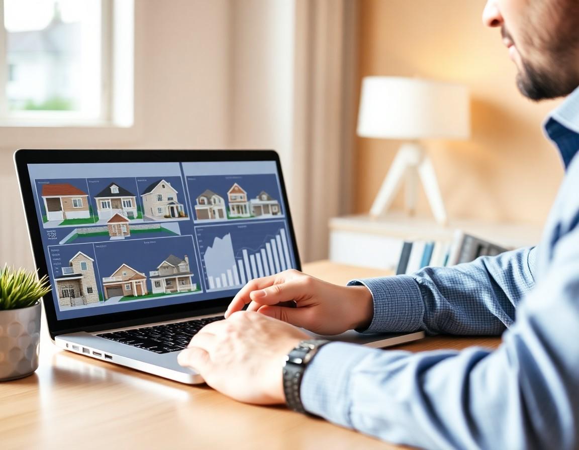Real estate investor reviewing portfolio performance across multiple properties on a laptop