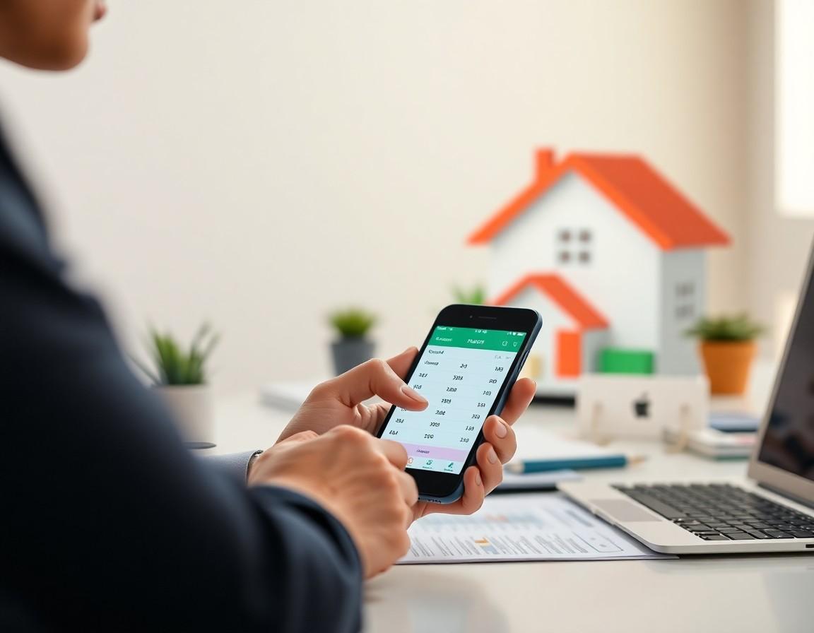 Person checking their credit score on a phone before applying for a mortgage