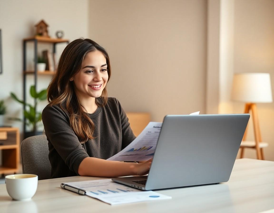 Young renter reviewing budget and rental listings at a desk