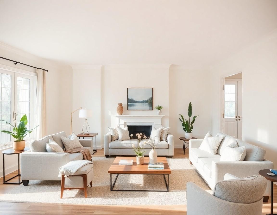 Well-staged living room of a home prepared for sale