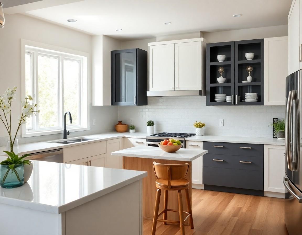 Freshly renovated kitchen with white cabinets and modern fixtures