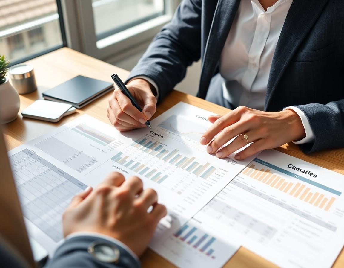 Real estate investor reviewing cap rate calculations for multiple Canadian properties
