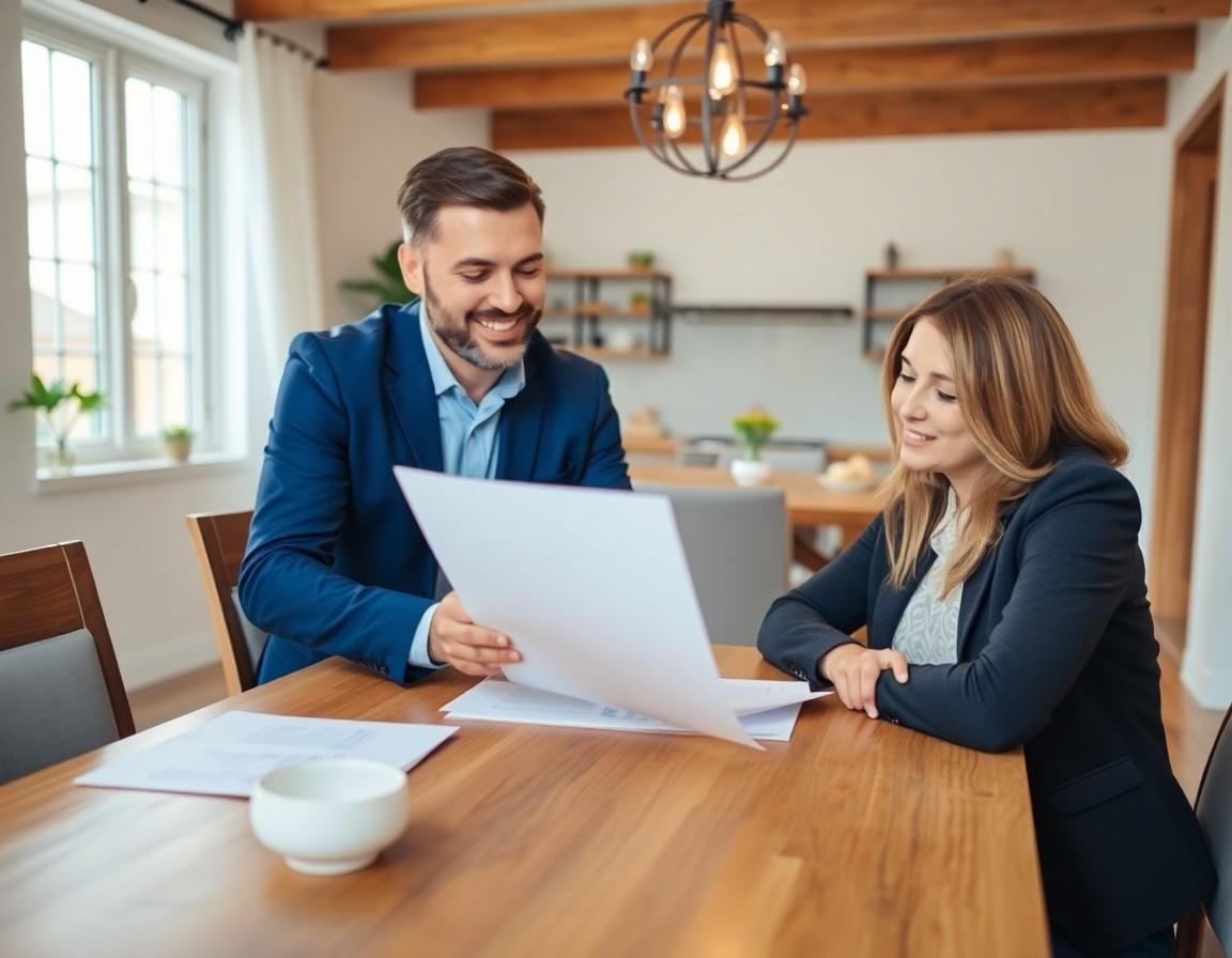 Homeowner reviewing selling documents with a real estate agent